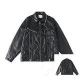 Black Synthetic Skin Rider Zip-up Leather Jacket
