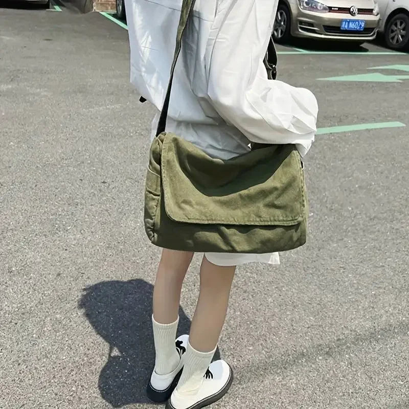Y2K Large Canvas Messenger Bag