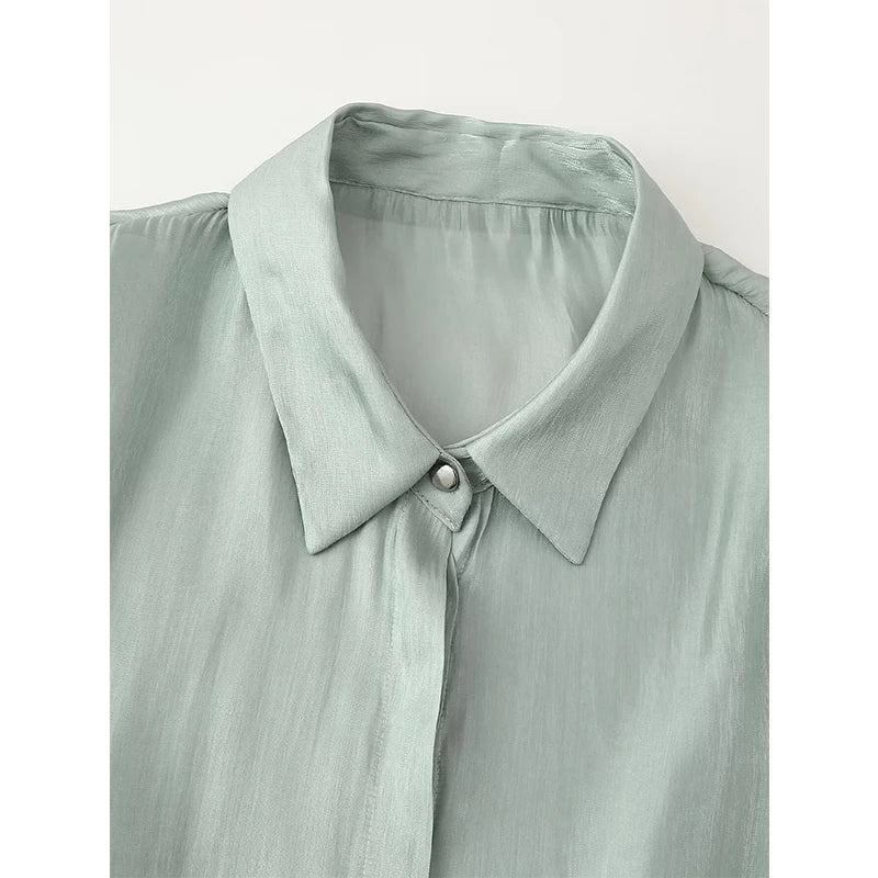 Single Breasted Semi-Sheer Vintage Blouse