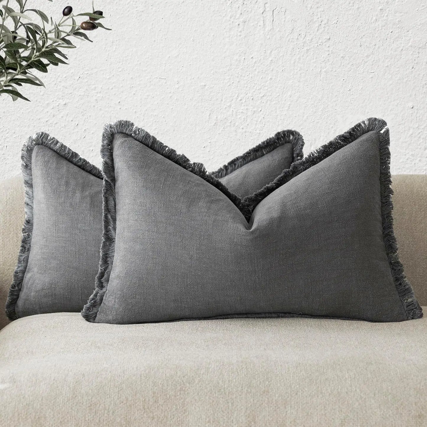 Decorative Linen Fringe Pillow Covers