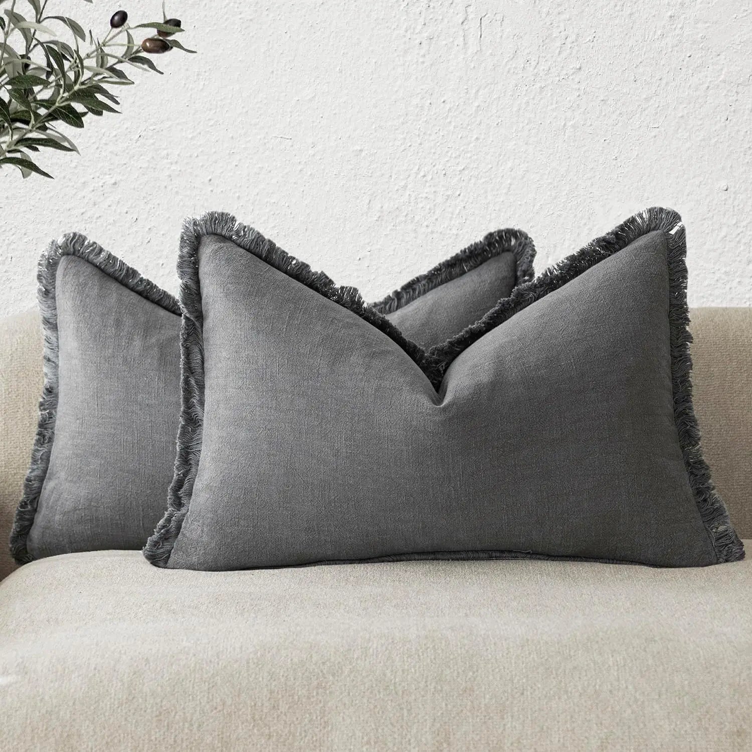 Decorative Linen Fringe Pillow Covers