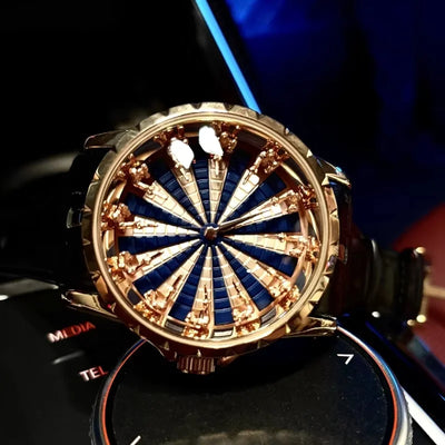 Relojes de caballero redondos deportivos de lujo para hombres, diseñados para caballeros maduros, con correas de cuero; doce caballeros de cuarzo para hombres