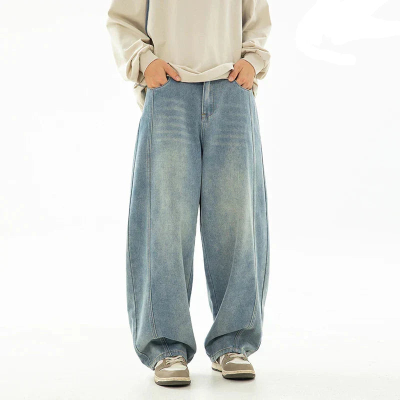 Vaqueros Anchos Lavados Estilo Dividido Oversize
