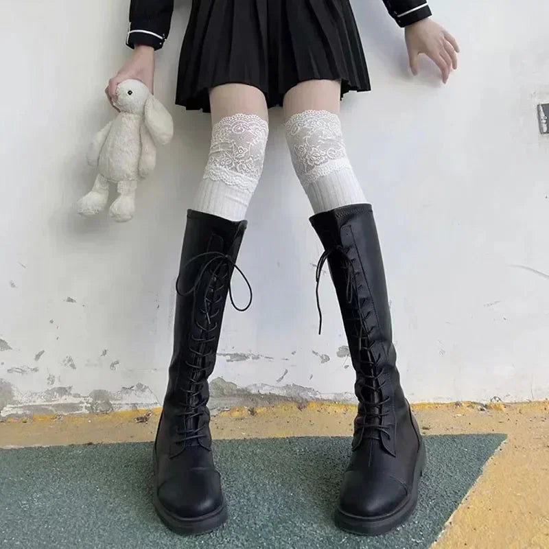 Knit Thigh High School Socks