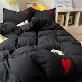Korean Solid Color Heart Bedding Set