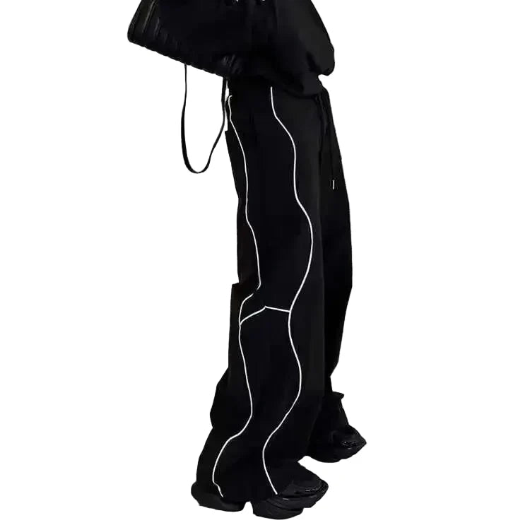 Acubi Black Striped Wide-Leg Pants
