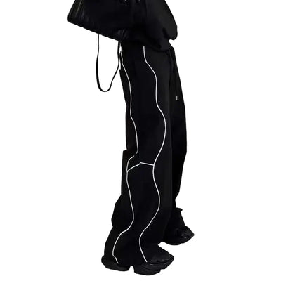 Acubi Black Striped Wide-Leg Pants