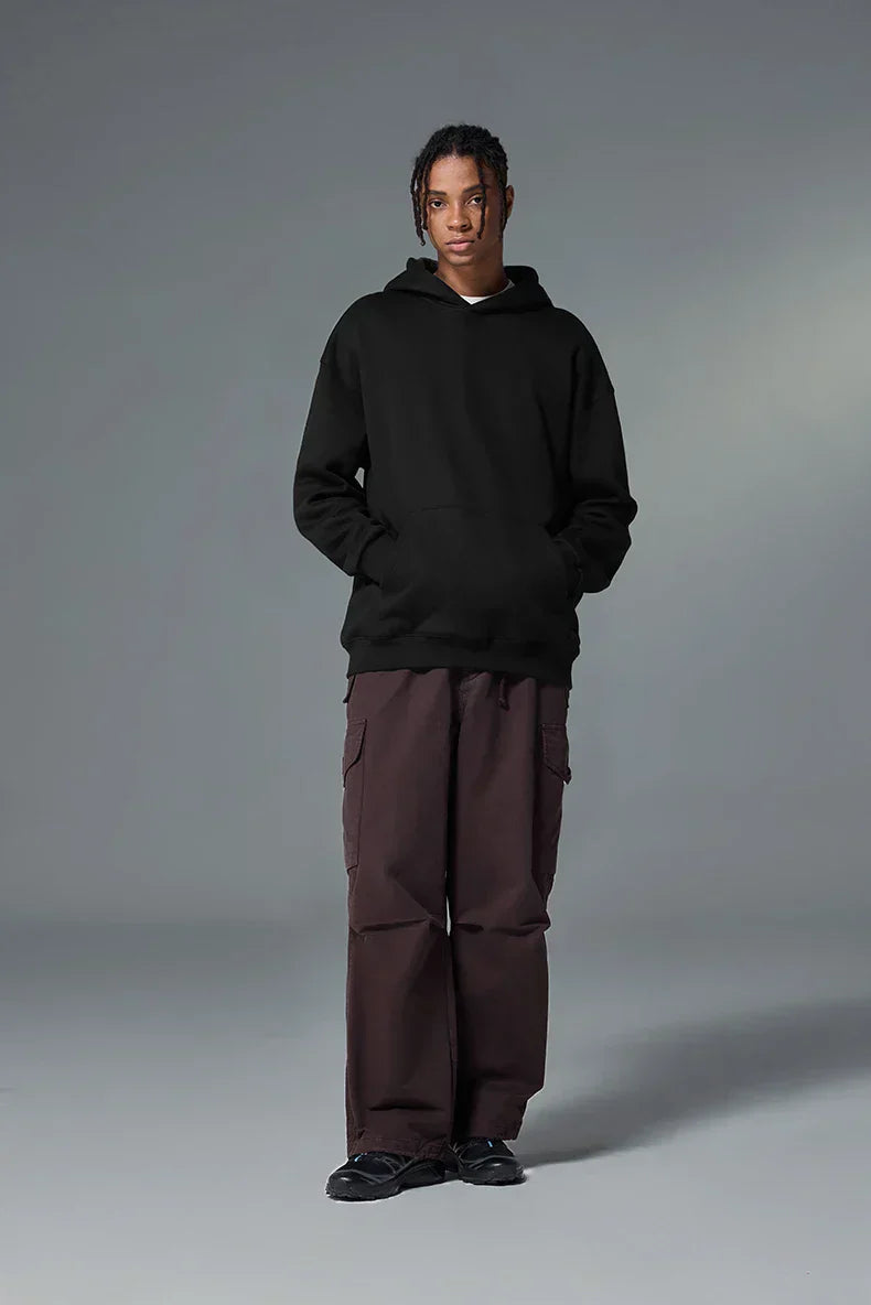 Einfacher Minimalistischer Fleece Hoodie in Uni-Farben