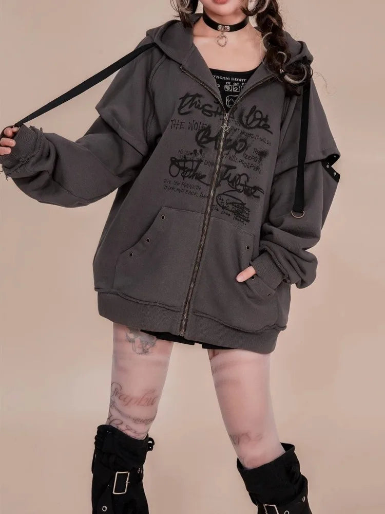 Cute Loose Ears Zipper Hoodie