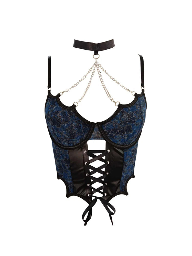 Women Chain Camisole Black Crop Top