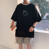 Cat Printed Oversized Korean T-Shirt