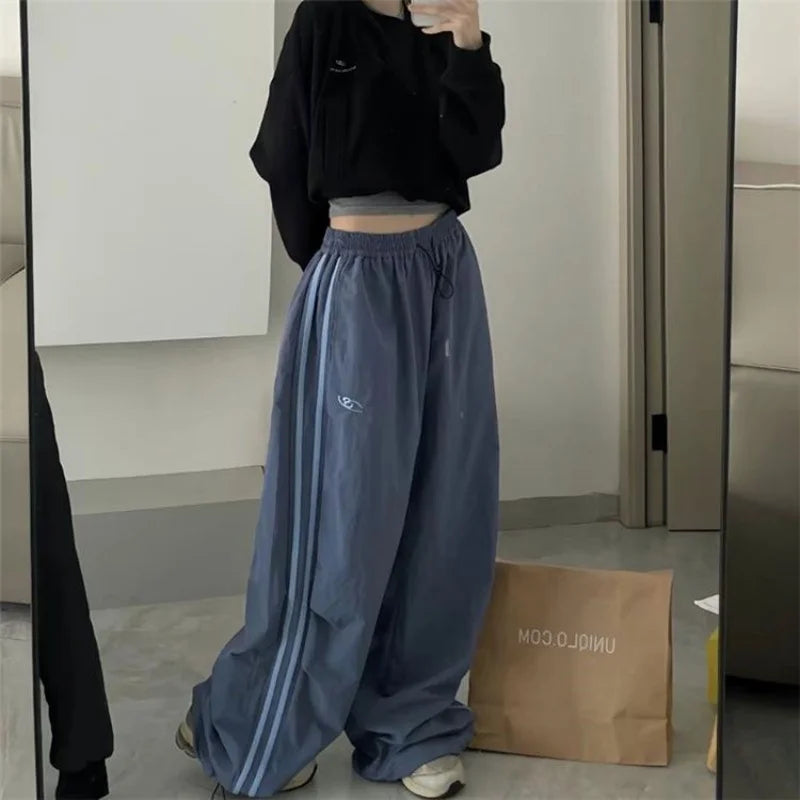 Retro Stripped Baggy Elastic Waist Pants