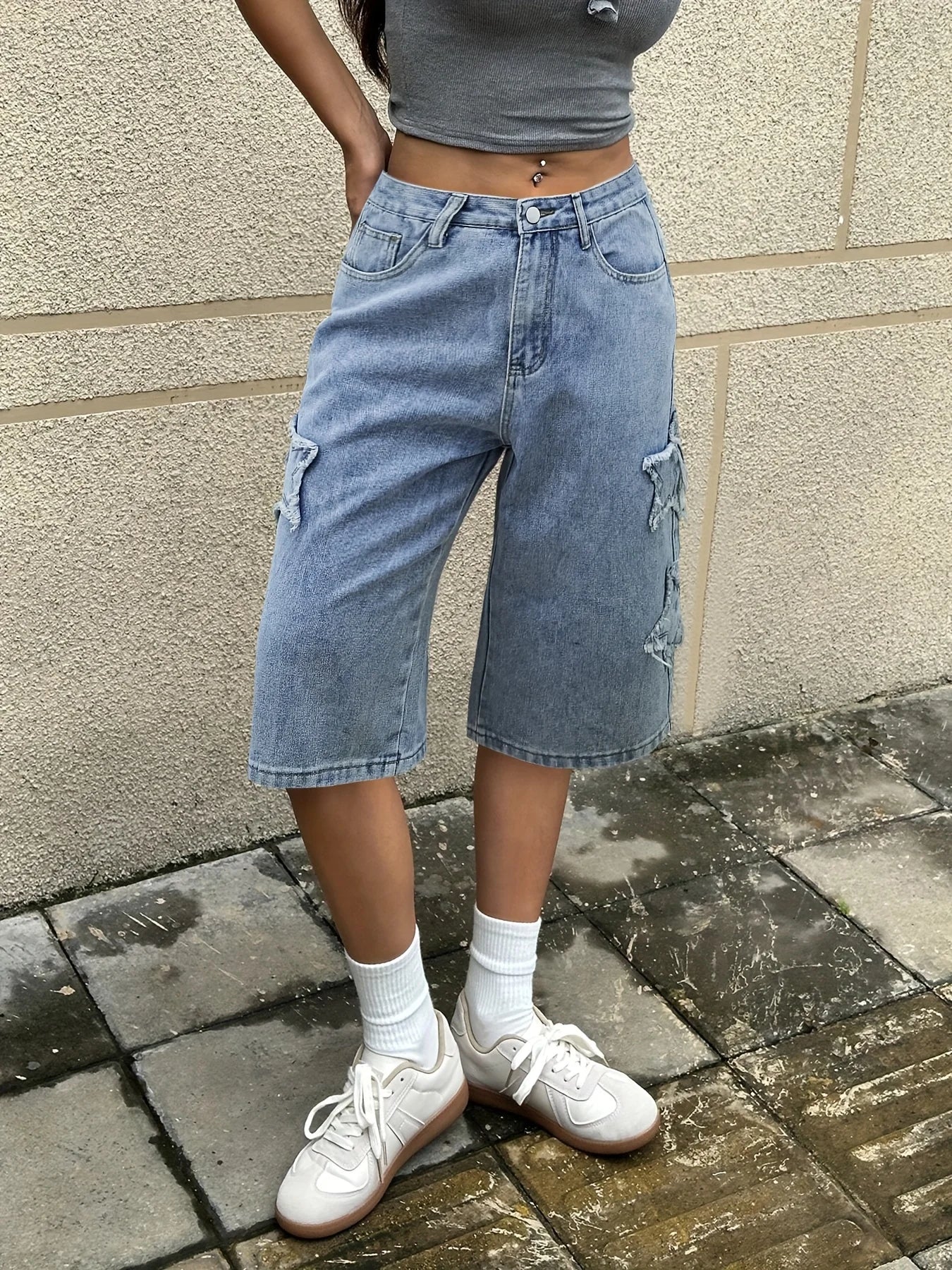 Y2K Star Patchwork Pleated Jorts