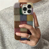 Color Block Checkered Phone Case