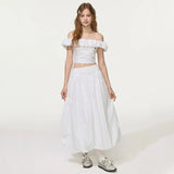 Soft Girl White Two-piece Set