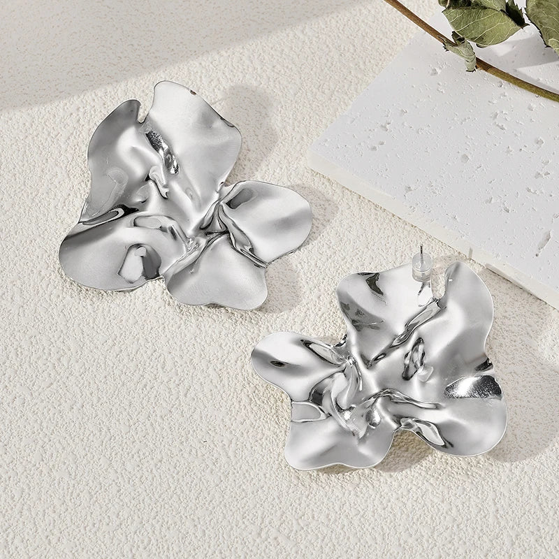 Irregular Metal Flower Earrings