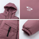 Front Pockets Hooded Pink Parka Jacket