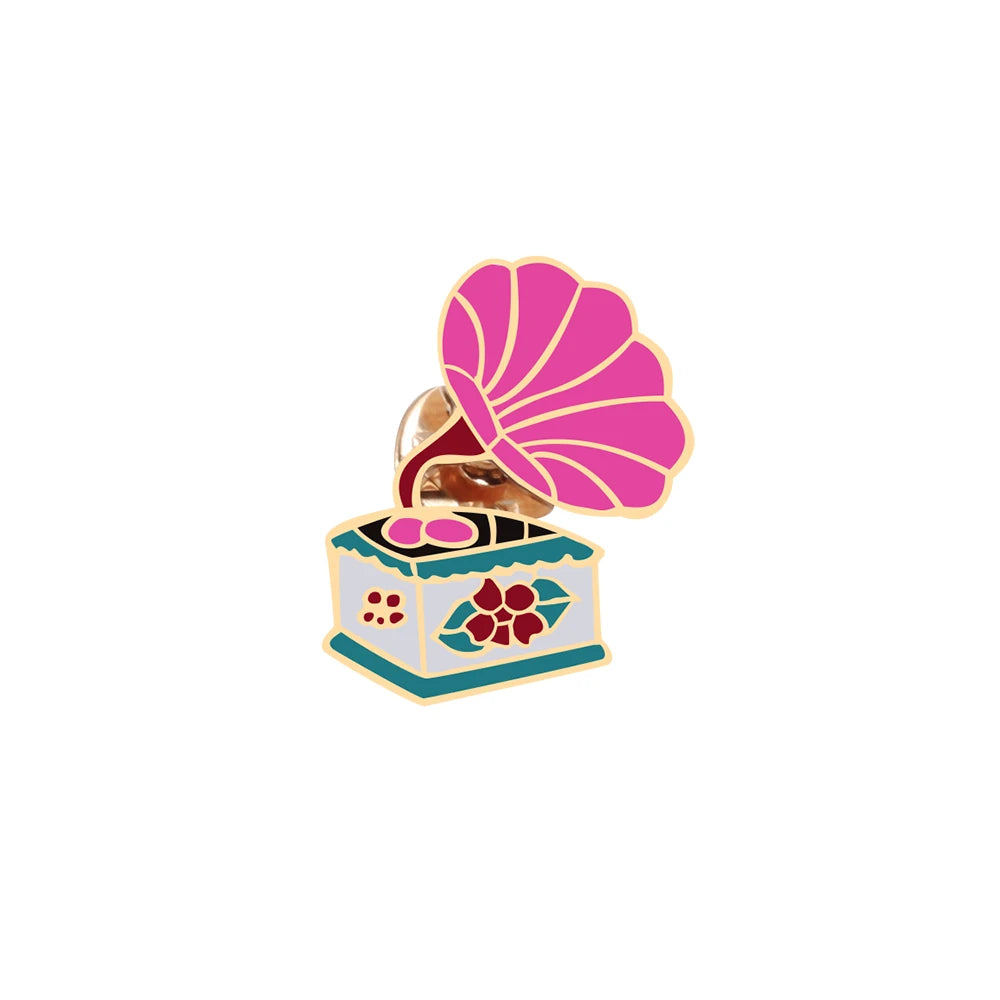 Women Pink Rose Enamel Brooches
