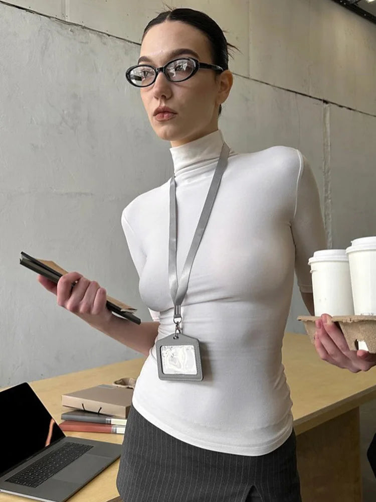 Corporate Girl Office Siren Turtleneck Top