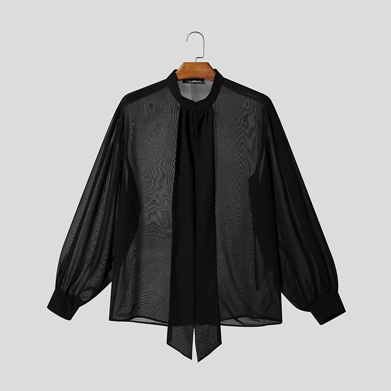 Sheer Bow Solid Color Shirt
