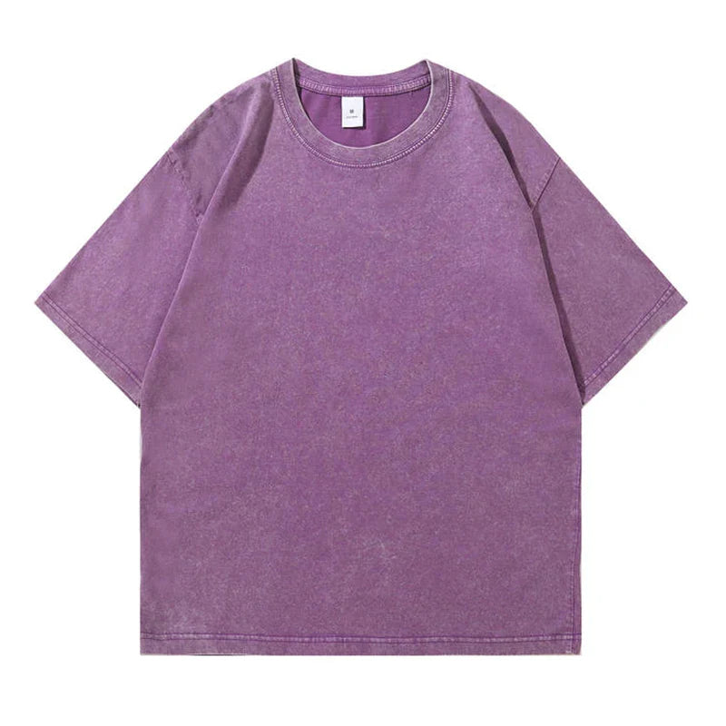 Retro Washed Vintage Solid Color T-Shirt