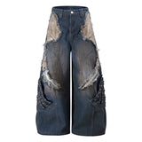 Cyberpunk Patchwork Distressed Jeans