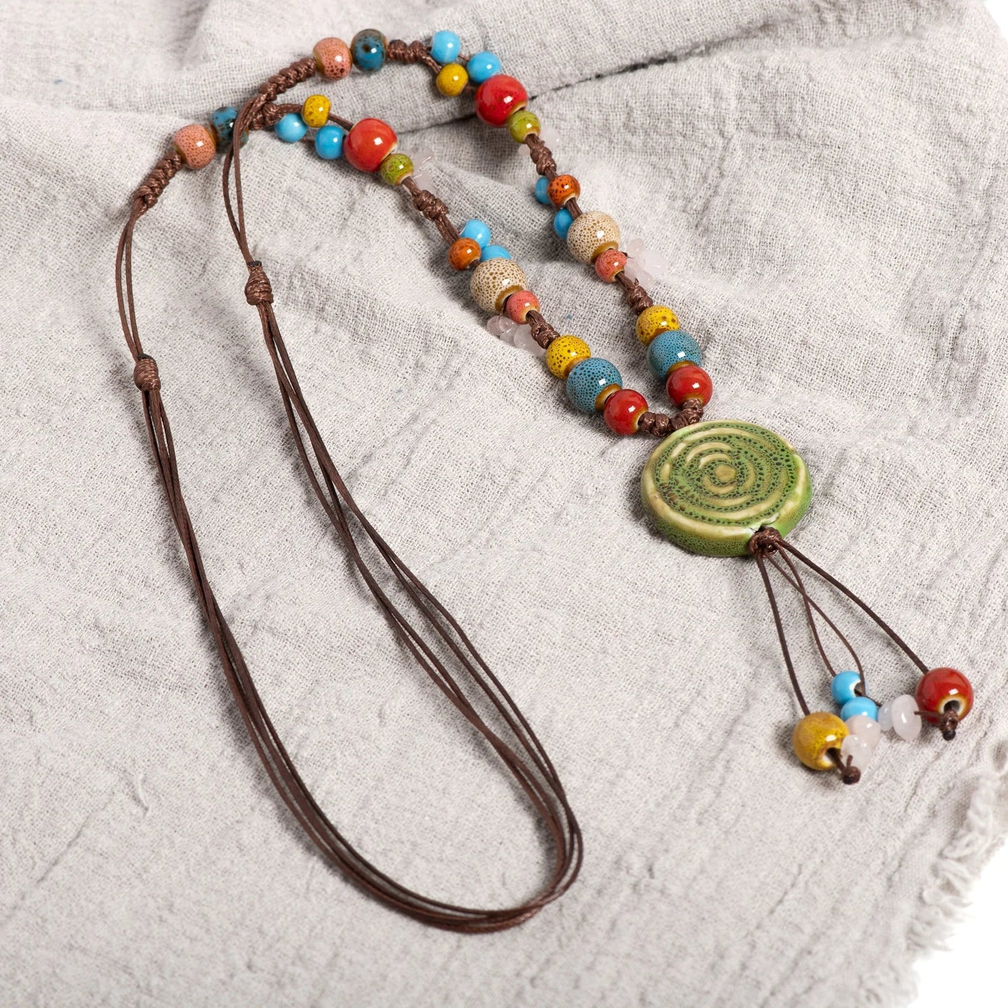 Adjustable Pendant Green Crystal Necklace