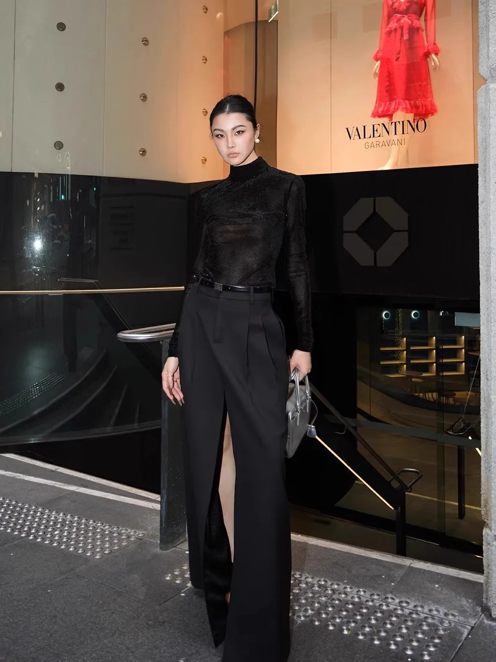 Black Flowy Floor Length Skirt
