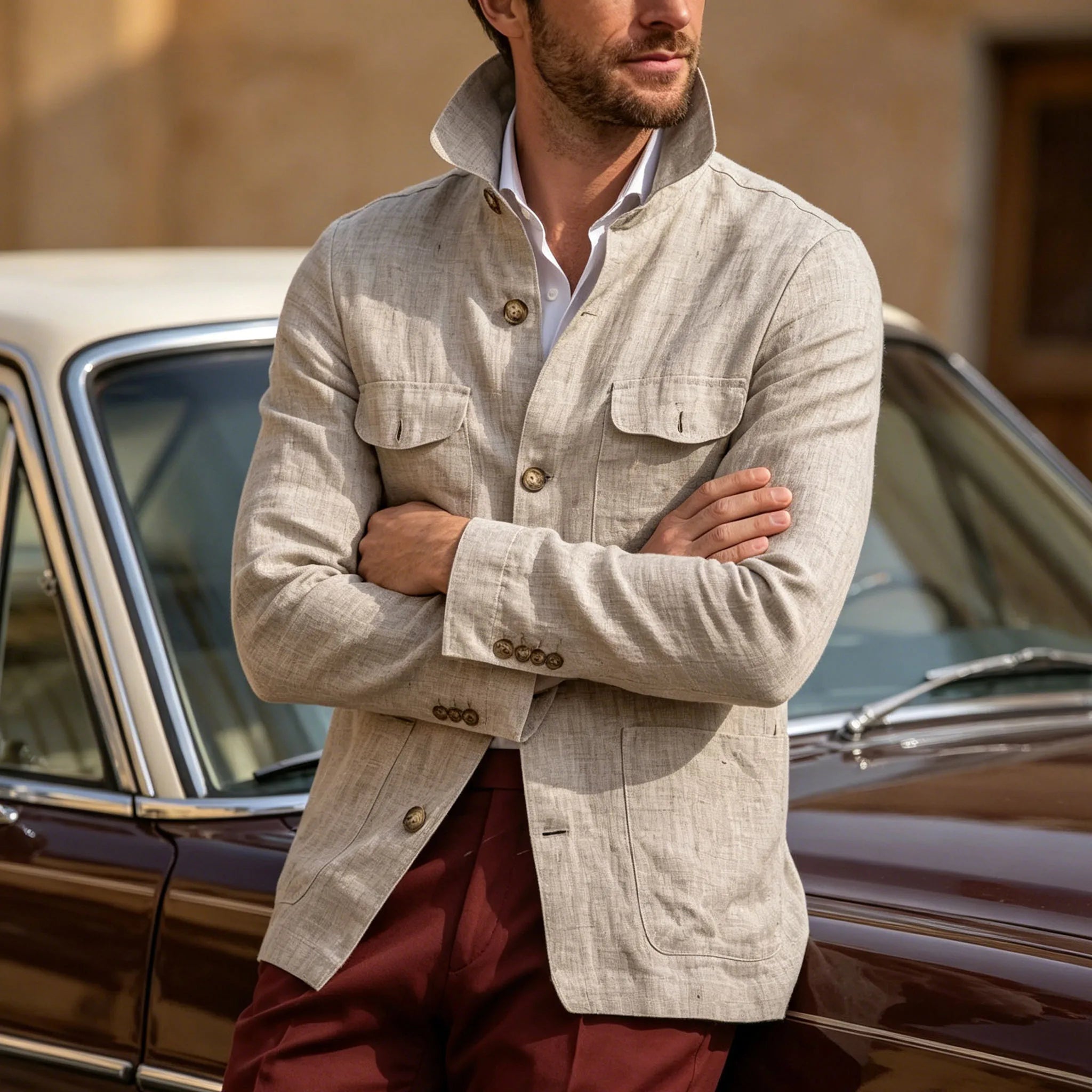 Vintage Linen Safari Jacket