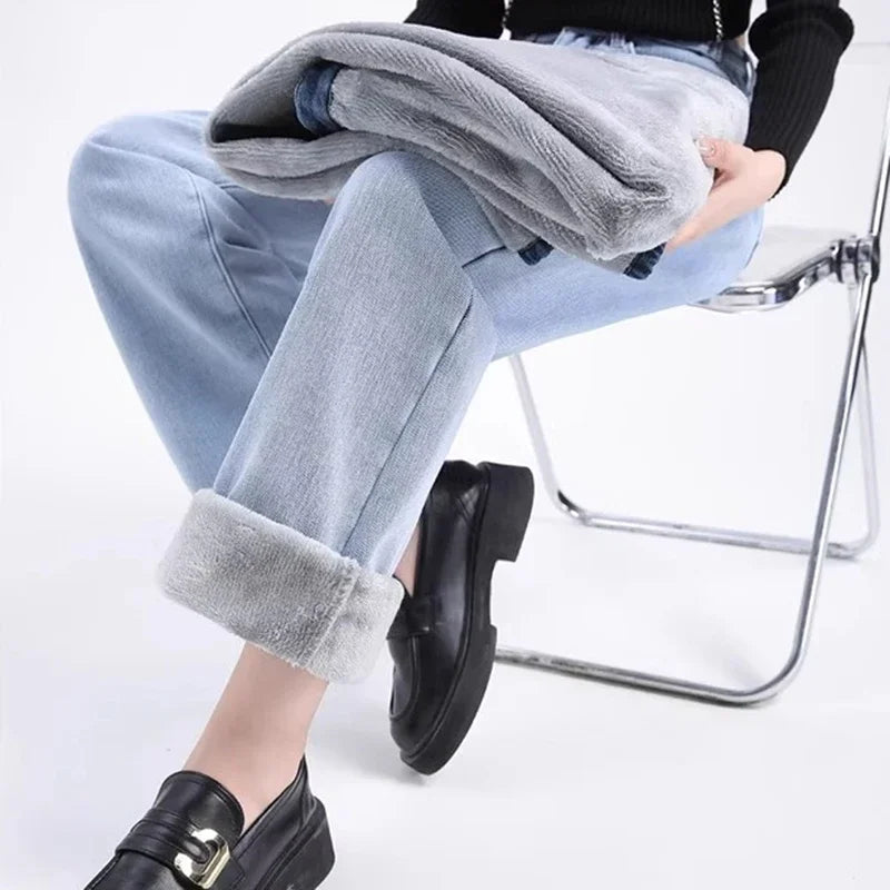 High Waist Velvet Jeans