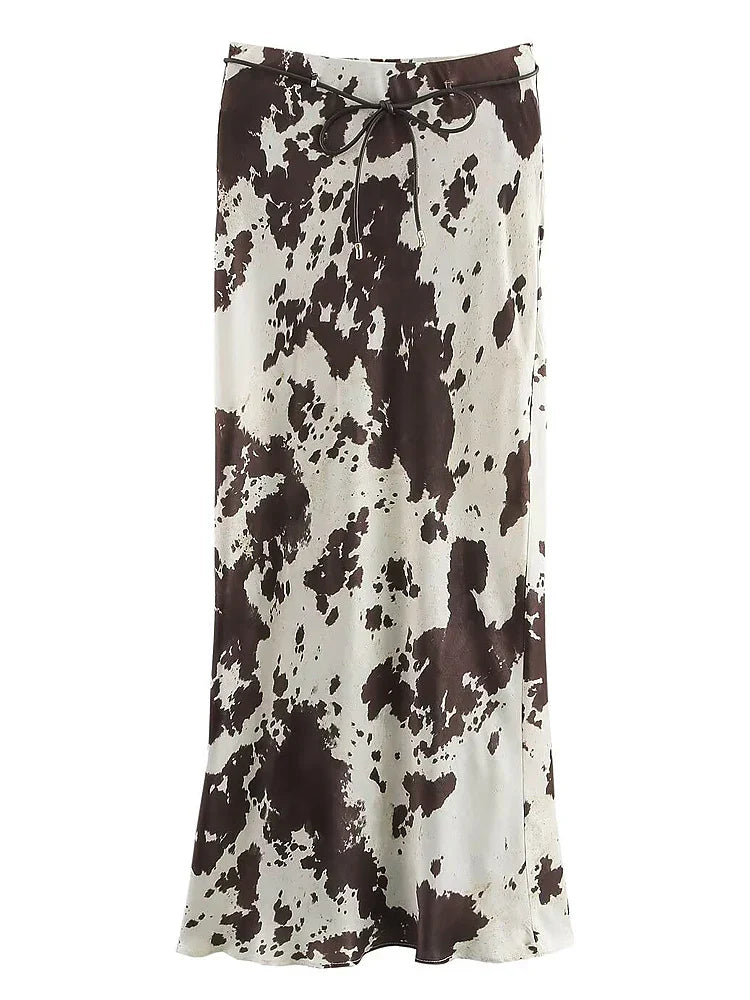 Elegant Ruffled Satin Maxi Skirt