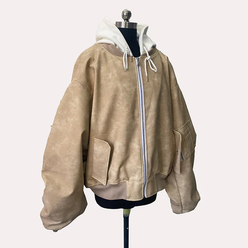 Acubi Vintage Faux Suede Hoodie