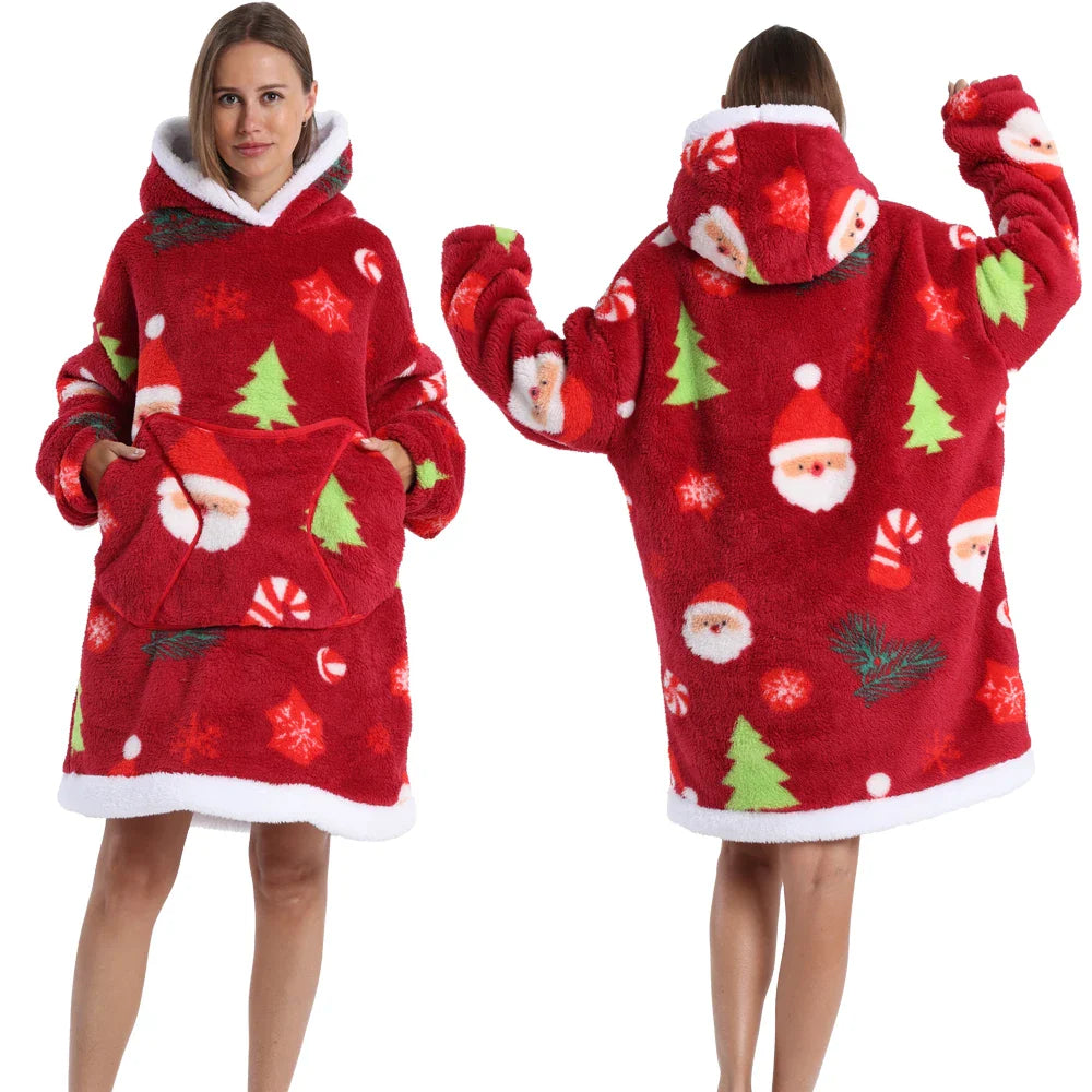 Strawberry Printed Oversized Blanket Hoodie