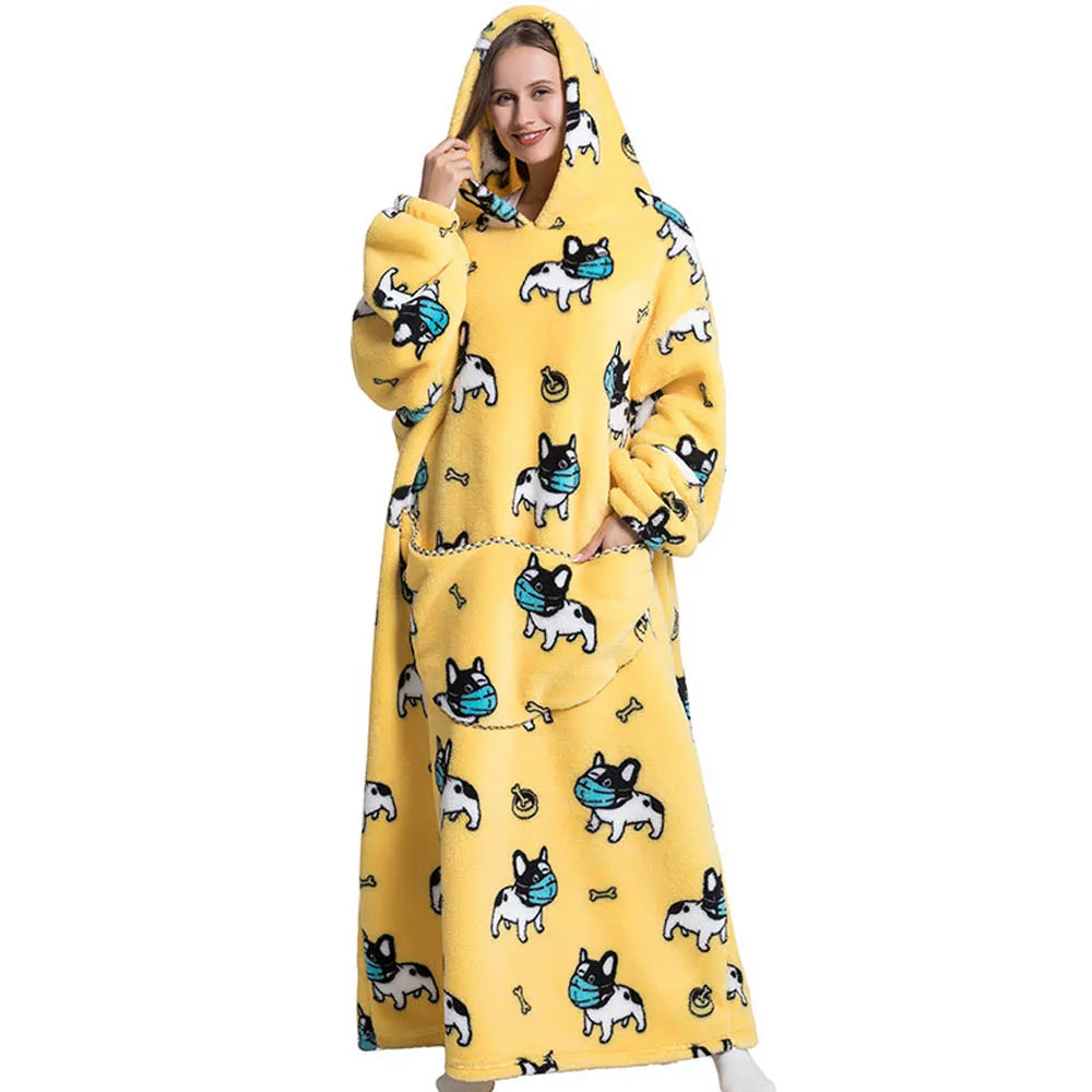 Animal Printed Hooded Blanket
