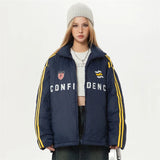 Sports Style Striped Puffer Jacket