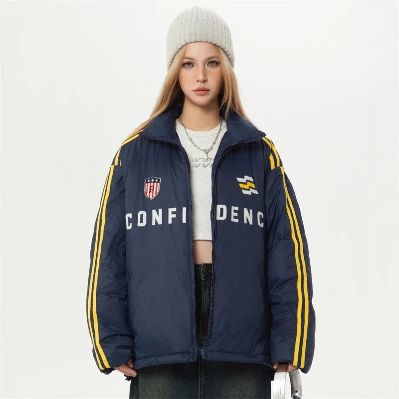 Sports Style Striped Puffer Jacket