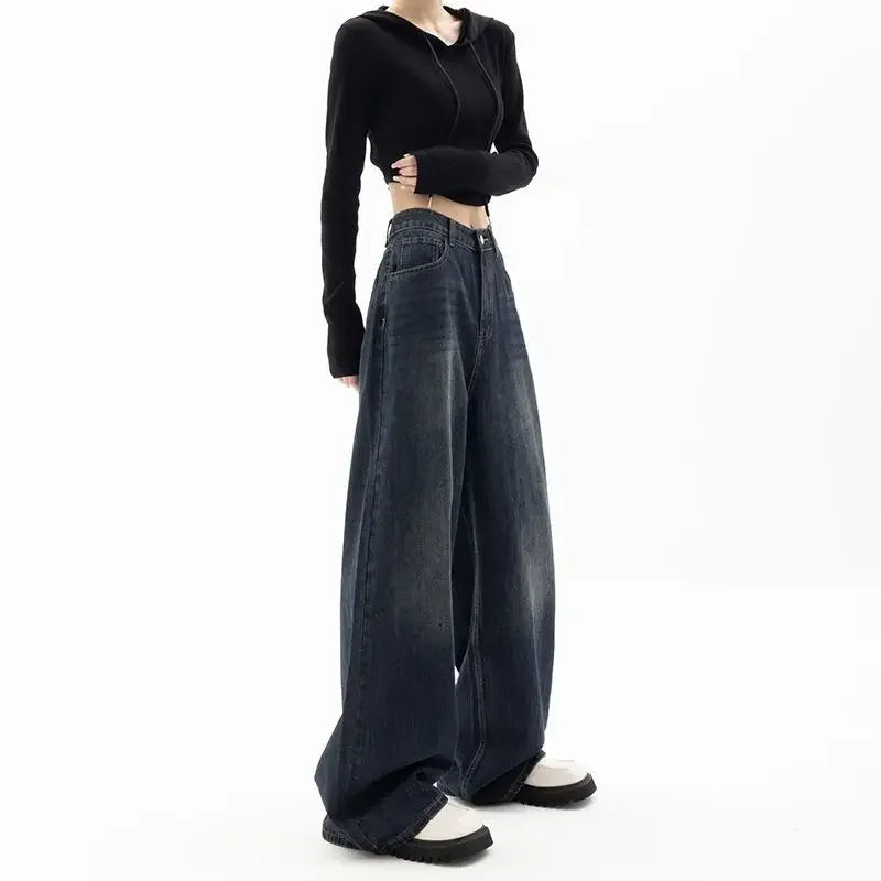 Pantalones anchos de mezclilla de mujer de talle alto