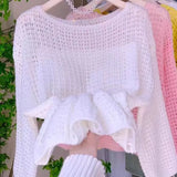 Handmade Hollowed Out Knitted Crochet Loose Sweater