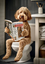 Dog Reading Newspaper Poster