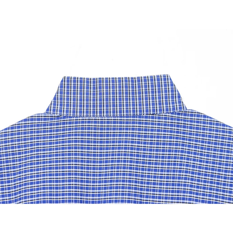 Spring Short Plaid Blue Shirt