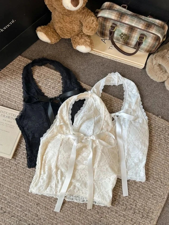 Coquette Core Bow Halter Top