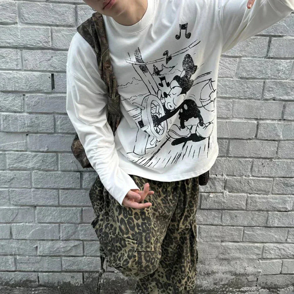 Mickey Cartoon Graphic Long T-Shirt