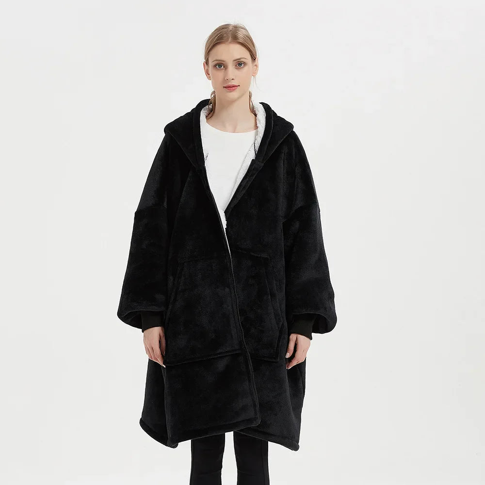 Lazy blanket Hooded Couple Zipper Pyjamas
