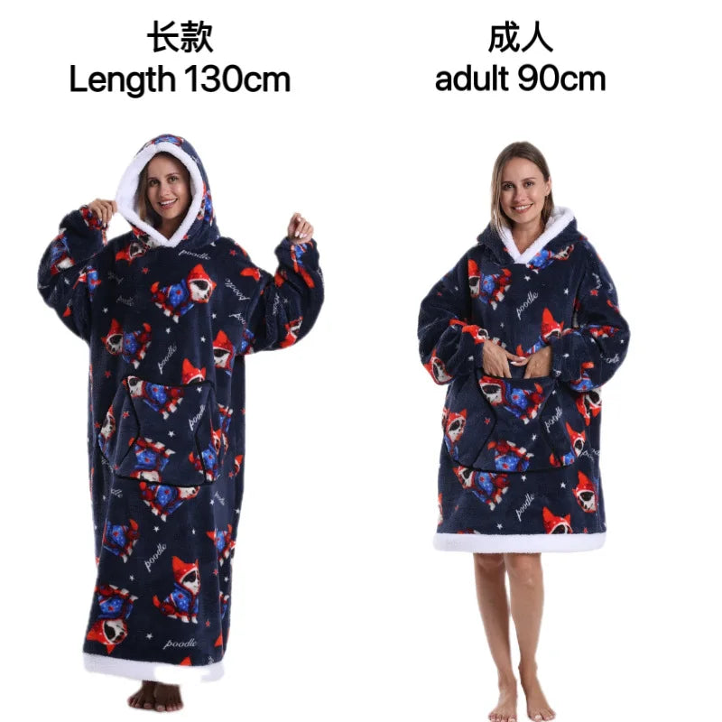 Christmas Oversized Fleece Hooded Blanket