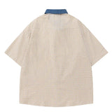 Camisa de verano a cuadros retro con decoración de corbata
