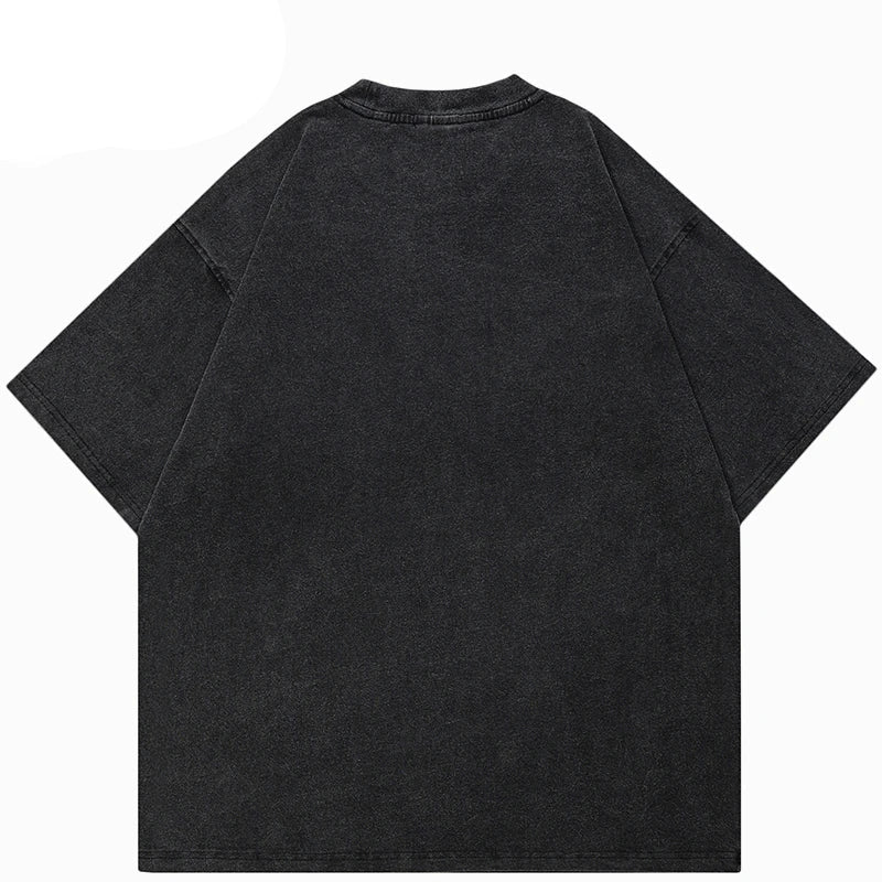 Oversized Vintage Graphic Shadow Cotton T-Shirt