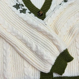 Grüner, bestickter Cardigan mit Knopfleiste