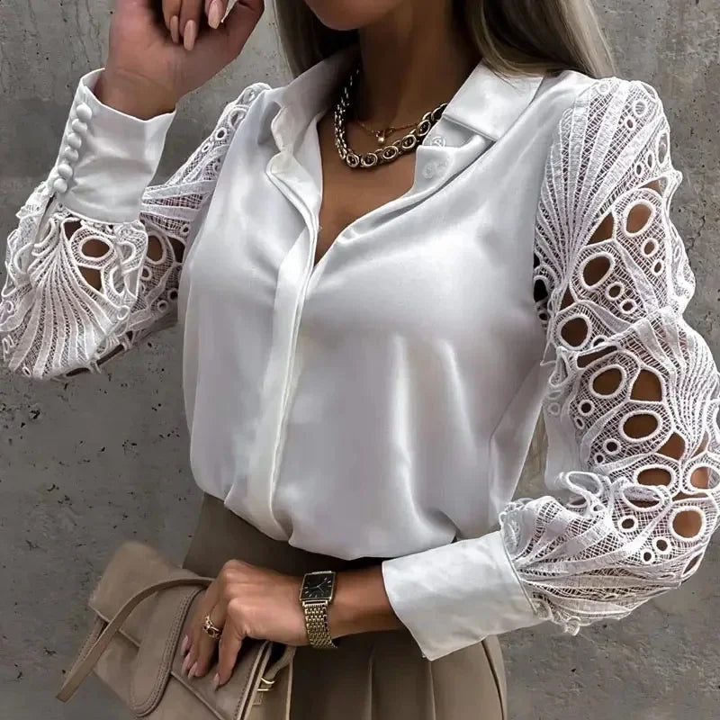 Corporate Girl Cut-out V-neck Shirt