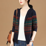 Colorful Loose Hooded Zipper Sweater
