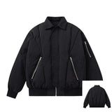 Chaqueta Acolchada de Color Liso con Cuello Vuelto